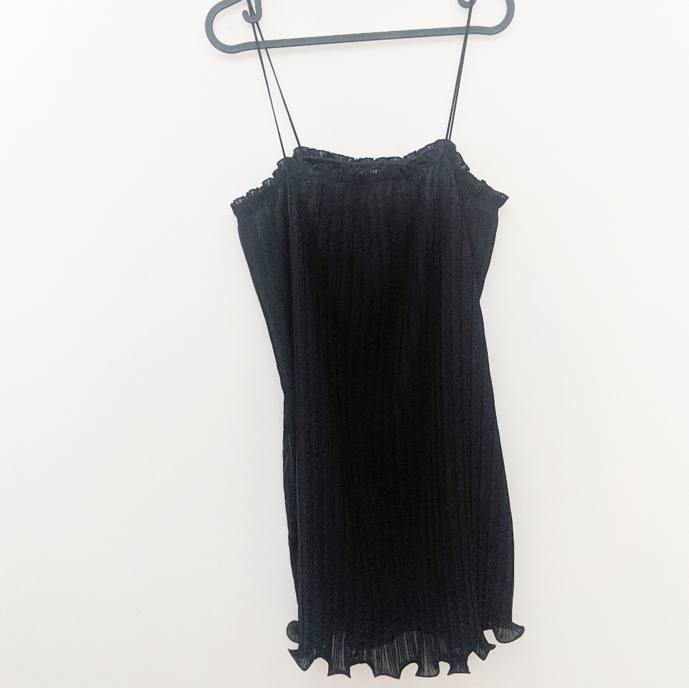 Modern Citizen Ruffle Trim Pleated Mini Slip Dress